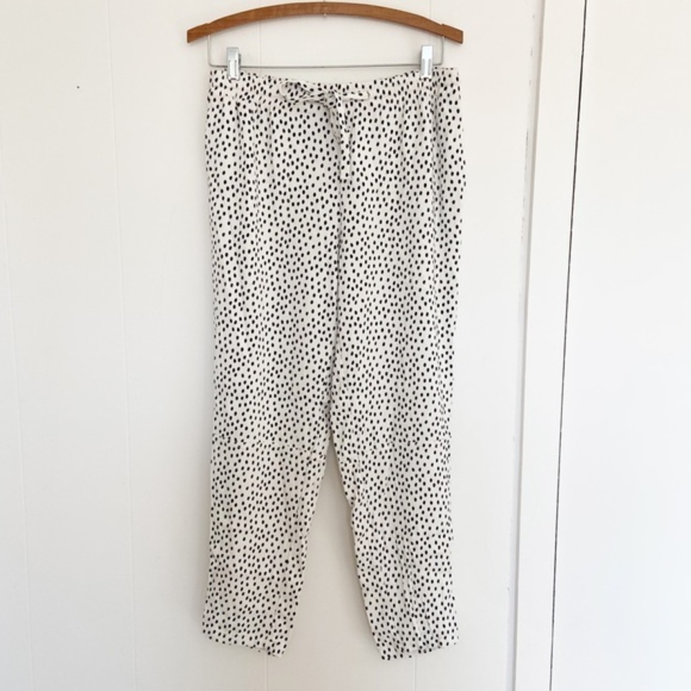 Lou & Grey Black and White Polka Dot Drawstring Lounge Pants Pockets Small